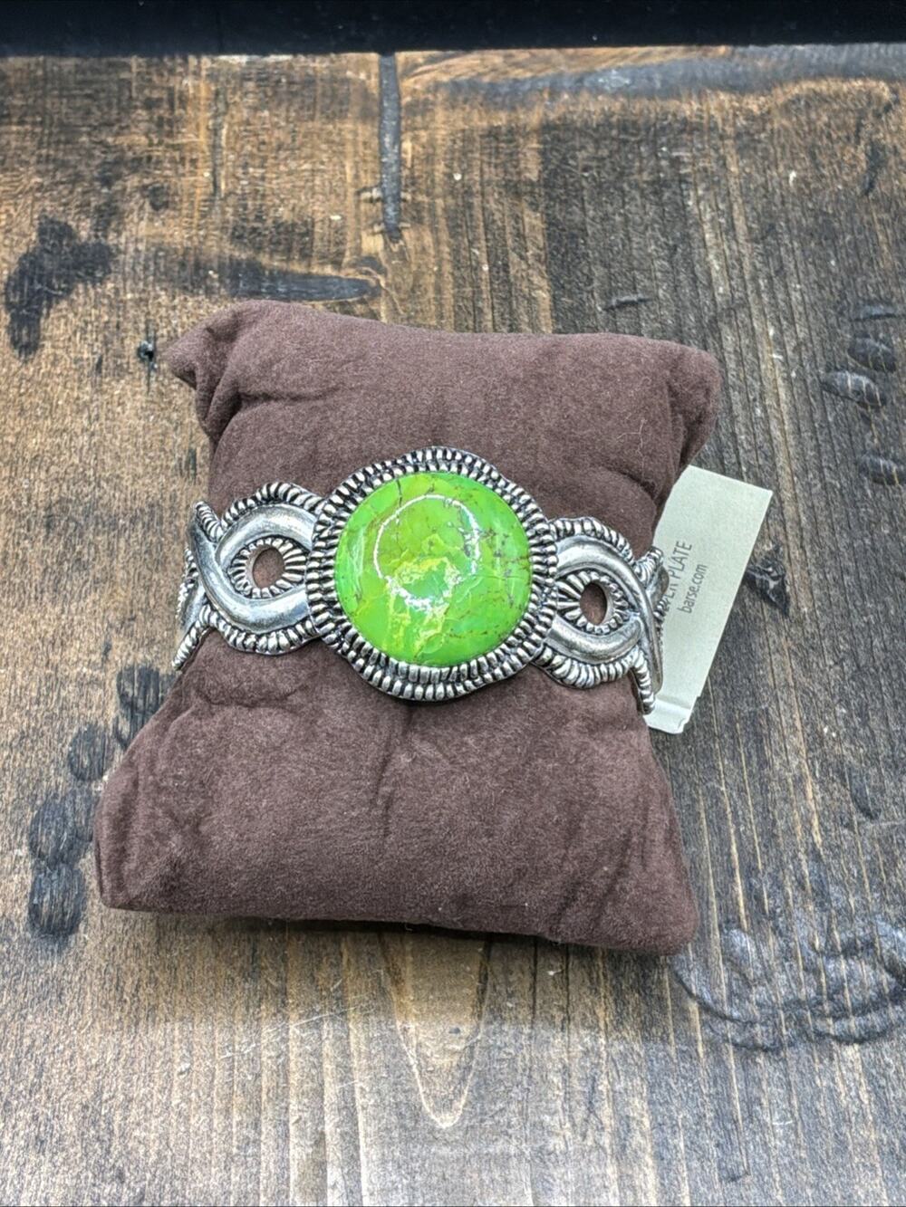 Barse Juniper Cuff Bracelet- Lime Turquoise - Silver- NWT